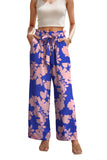 WD Women's Wide Leg Pants With Pockets High Waist Adjustable Knot Loose Casual Trousers Business Work Casual Pants