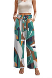 WD Women's Wide Leg Pants With Pockets High Waist Adjustable Knot Loose Casual Trousers Business Work Casual Pants