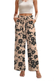 WD Women's Wide Leg Pants With Pockets High Waist Adjustable Knot Loose Casual Trousers Business Work Casual Pants