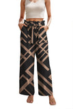 WD Women's Wide Leg Pants With Pockets High Waist Adjustable Knot Loose Casual Trousers Business Work Casual Pants