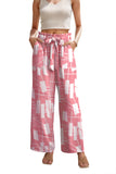 WD Women's Wide Leg Pants With Pockets High Waist Adjustable Knot Loose Casual Trousers Business Work Casual Pants