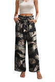 WD Women's Wide Leg Pants With Pockets High Waist Adjustable Knot Loose Casual Trousers Business Work Casual Pants