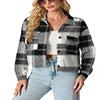 Women's Fashion Cropped Solid Color Casual Button Long Sleeve Jacket Top