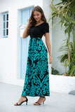 Short Sleeve Loose Plain Maxi Dresses Casual Long Dresses with Pockets Floral