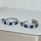 Small Round Filled Crystal Female Wedding Jewelry Zircon White Blue Stone Hoop Earrings