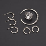 Vintage Silver Ear Clip Alloy Metal Punk Small Hoop 7 Pcs/Set Earrings set