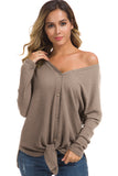 Solid Waffle Knit Tunic Loose Fitting Bat Wing