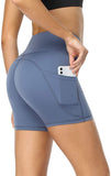 Women's Naked Feeling Biker Shorts Workout Athletic Yoga Shorts Tights Running Shorts with 2 Side Pockets - 5 Inches