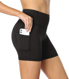 Women's Naked Feeling Biker Shorts Workout Athletic Yoga Shorts Tights Running Shorts with 2 Side Pockets - 5 Inches