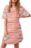 Women's Nightgown Soft Sleep Shirt V Neck Short Sleeve Loungewear Loose Comfy NightShirts