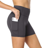Women's Naked Feeling Biker Shorts Workout Athletic Yoga Shorts Tights Running Shorts with 2 Side Pockets - 5 Inches