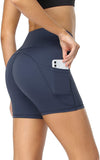 Women's Naked Feeling Biker Shorts Workout Athletic Yoga Shorts Tights Running Shorts with 2 Side Pockets - 5 Inches