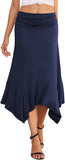 Women's Casual Elegant Flowy Handkerchief Hemline Midi Skirt