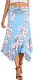 Women's Casual Elegant Flowy Handkerchief Hemline Midi Skirt