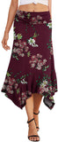Women's Casual Elegant Flowy Handkerchief Hemline Midi Skirt