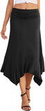 Women's Casual Elegant Flowy Handkerchief Hemline Midi Skirt