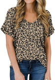 Women's Casual Tops Short Sleeve V-Neck Shirts Loose Blouse Basic Tee T-Shirt