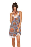 Racerback Sleeveless Sleep Dress Nightgown Sleepwear For Knee Length Chemise-Floral Print
