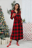 Color Block Kimono Robes V-neck Casual  Ladies Loungewear