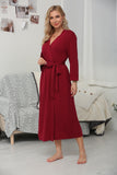 Solid Kimono V-neck Ladies Loungewear