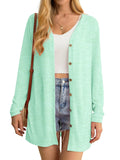 JWD Women's Open Front Lightweight Sheer Long Sleeve Button Down Loose Outwea Mint Medium