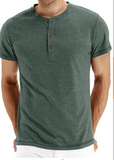 JWD Classic henley style Three button henley closure, Mens Henley Short Sleeve T-Shirt Cotton Casual Shirt Mens ShirtsSummer Daily T-Shirts