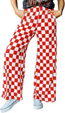 JWD Women's Checkered Wide Leg Pants Casual Elastic Waist Comfy Loose Fit Trousers with Pockets
