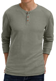 GIRUNS Men's Long Sleeve Waffle Henley Casual Henley T-shirts for Men