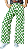 JWD Women's Checkered Wide Leg Pants Casual Elastic Waist Comfy Loose Fit Trousers with Pockets