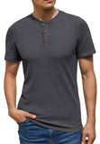 GIRUNS Men's Short Sleeve Waffle Henley Casual Henley T-Shirts for Men
