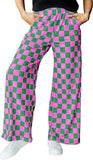 JWD Women's Checkered Wide Leg Pants Casual Elastic Waist Comfy Loose Fit Trousers with Pockets
