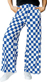 JWD Women's Checkered Wide Leg Pants Casual Elastic Waist Comfy Loose Fit Trousers with Pockets