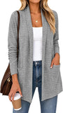 JWD Women's Open Front Cardigan with Pockets Long Sleeve Lightweight Casual Sweater