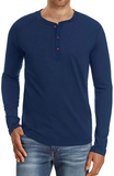 JWD Mens Henley Short/Long Sleeve T-Shirt Cotton Casual Shirt