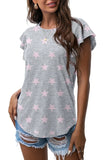 JWD Summer Ruffle Short Sleeve Knit Tunic Tops Shirts