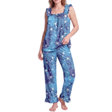 JWD Womens Two Piece Pajama Set Soft Sleeveless Ruffle Strap Cami Top and Long Pants Lightweight Lounge Sleepwear