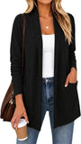JWD Women's Open Front Cardigan with Pockets Long Sleeve Lightweight Casual Sweater