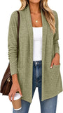 JWD Women's Open Front Cardigan with Pockets Long Sleeve Lightweight Casual Sweater