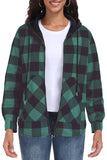 JWD Womens Plaid Shacket Jacket Long Sleeve Button Down Fleece Hooded Jackets Warm Coat