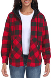 JWD Womens Plaid Shacket Jacket Long Sleeve Button Down Fleece Hooded Jackets Warm Coat