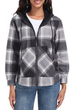 JWD Womens Plaid Shacket Jacket Long Sleeve Button Down Fleece Hooded Jackets Warm Coat