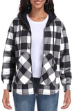 JWD Womens Plaid Shacket Jacket Long Sleeve Button Down Fleece Hooded Jackets Warm Coat
