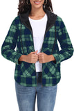 JWD Womens Plaid Shacket Jacket Long Sleeve Button Down Fleece Hooded Jackets Warm Coat