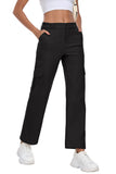 JWD Womens Parachute Cargo Pants with Pockets Quick Dry Hiking Pants Lightweight Water-Resistant Baggy Joggers Khaki 2XL