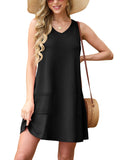 WD Womens Summer Dresses 2026 Loose V Neck Sleeveless Sundresses Swimsuit Coverup with Pockets