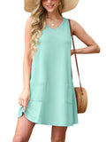 WD Womens Summer Dresses 2026 Loose V Neck Sleeveless Sundresses Swimsuit Coverup with Pockets