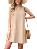WD Womens Summer Dresses 2026 Loose V Neck Sleeveless Sundresses Swimsuit Coverup with Pockets