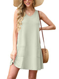WD Womens Summer Dresses 2026 Loose V Neck Sleeveless Sundresses Swimsuit Coverup with Pockets