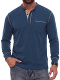 JWD Mens Long Sleeve Henley Shirt Casual Button Neck T Shirt with Chest Pocket