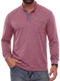 JWD Mens Long Sleeve Henley Shirt Casual Button Neck T Shirt with Chest Pocket